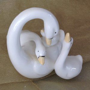 Adorable Vintage Royal Ascot Swan Family Porcelain Figurine